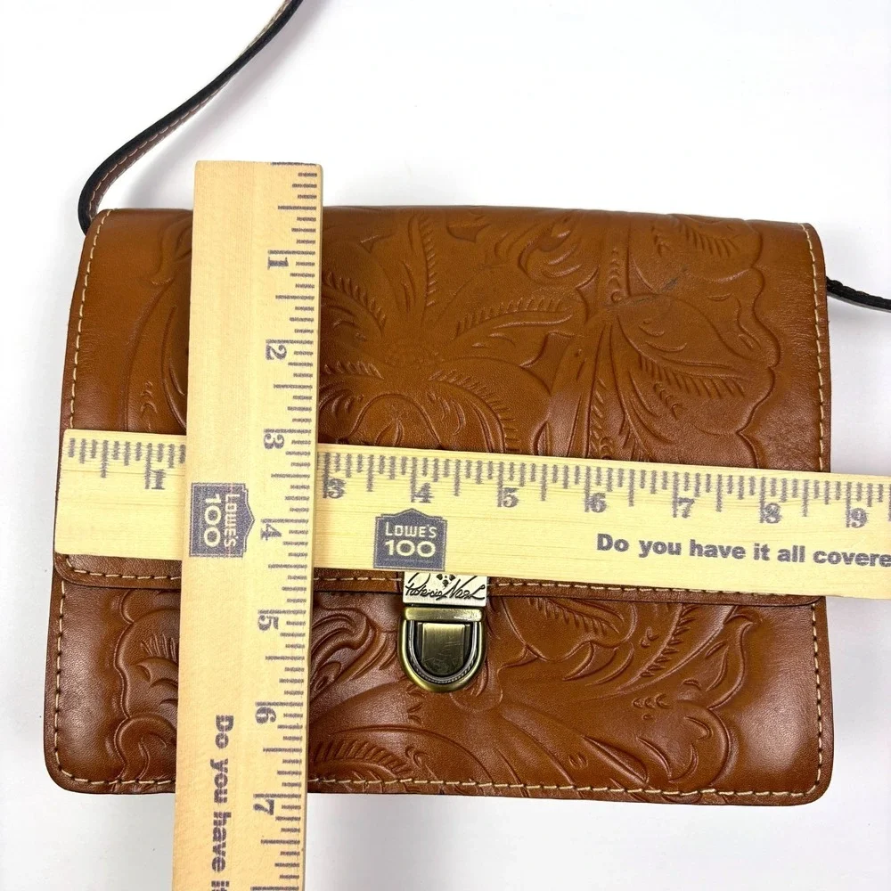 Patricia Nash Lanza Crossbody Clutch Organizer Tooled Leather Brown Floral Antig - Picture 8 of 16